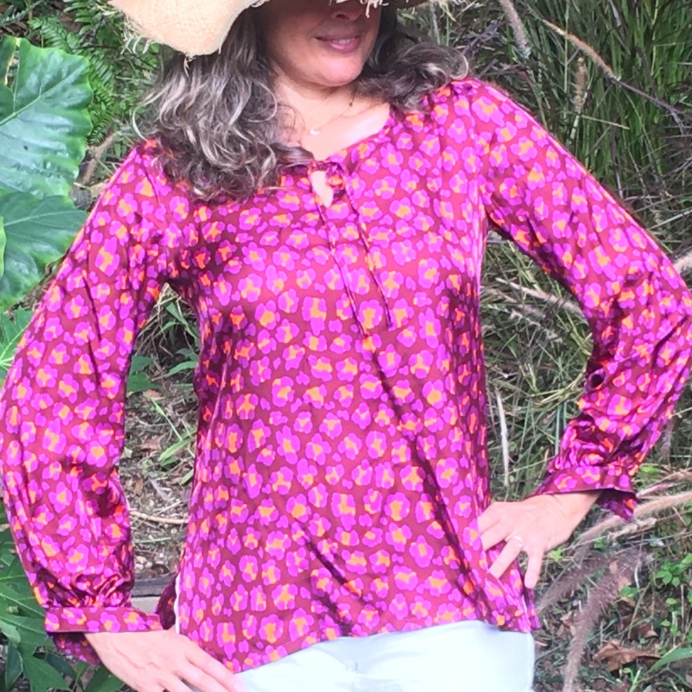 Irving & Fine Silk Top  - Purple and Orange